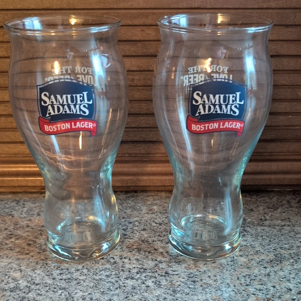 Pair of Samuel Adams Boston Lager For the Love of Beer Glasses 22 oz
